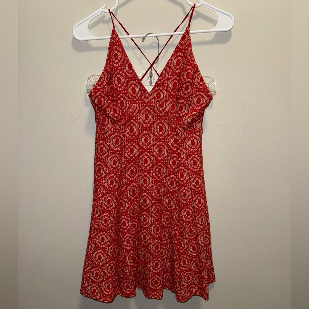 Lush Red Backless Lace Dress